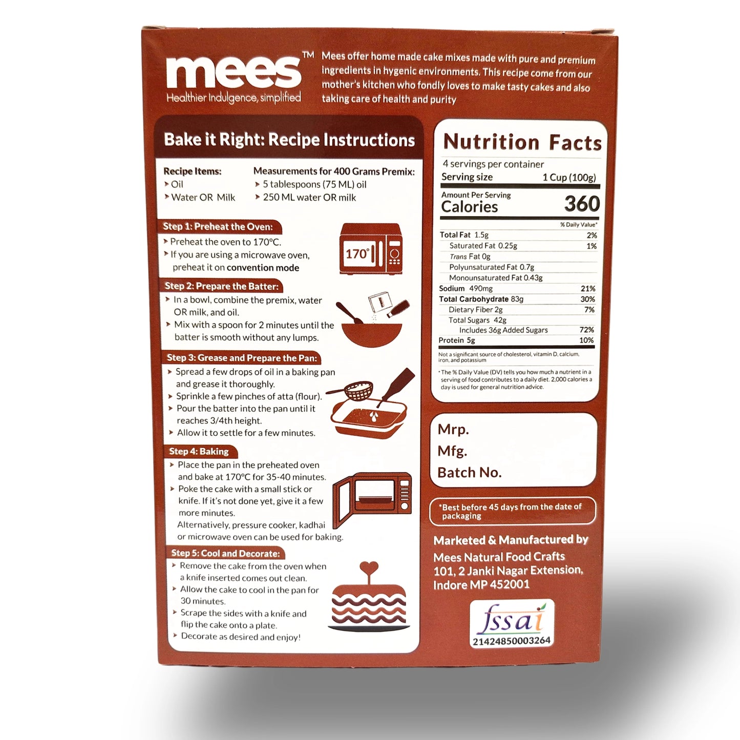 Wholewheat jaggery chocolate cakemix