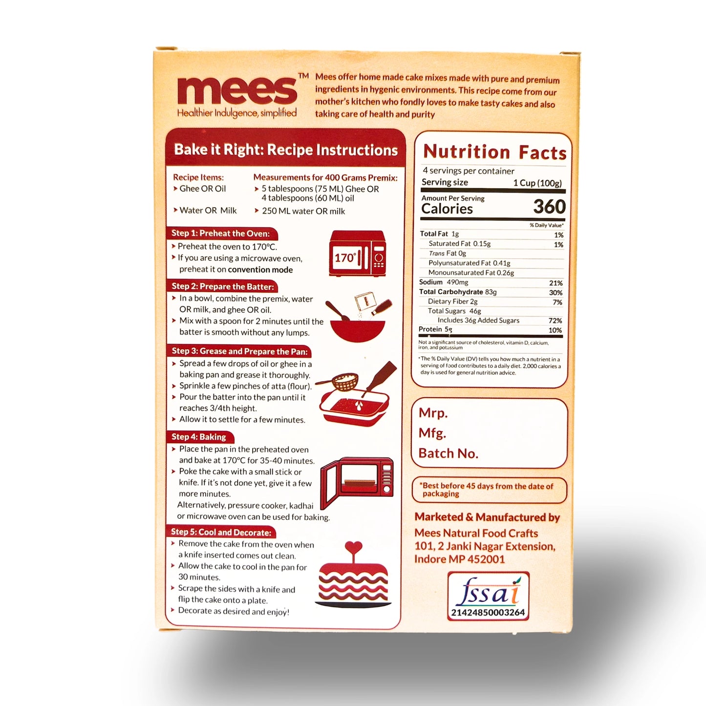 Wholewheat jaggery vanilla cakemix